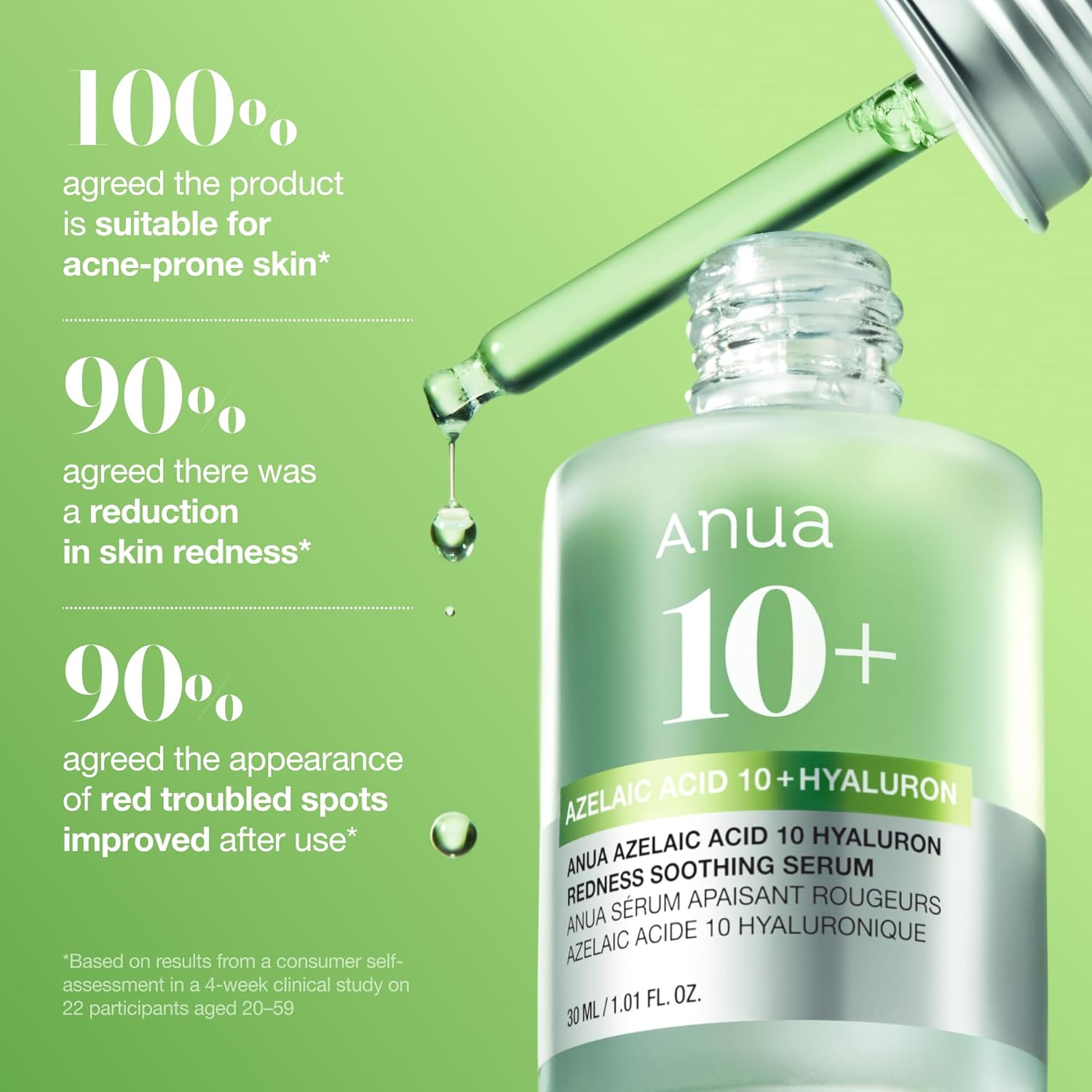 ANUA - AZELAIC ACID 10 HYALURON REDNESS SOOTHING SERUM 30ml